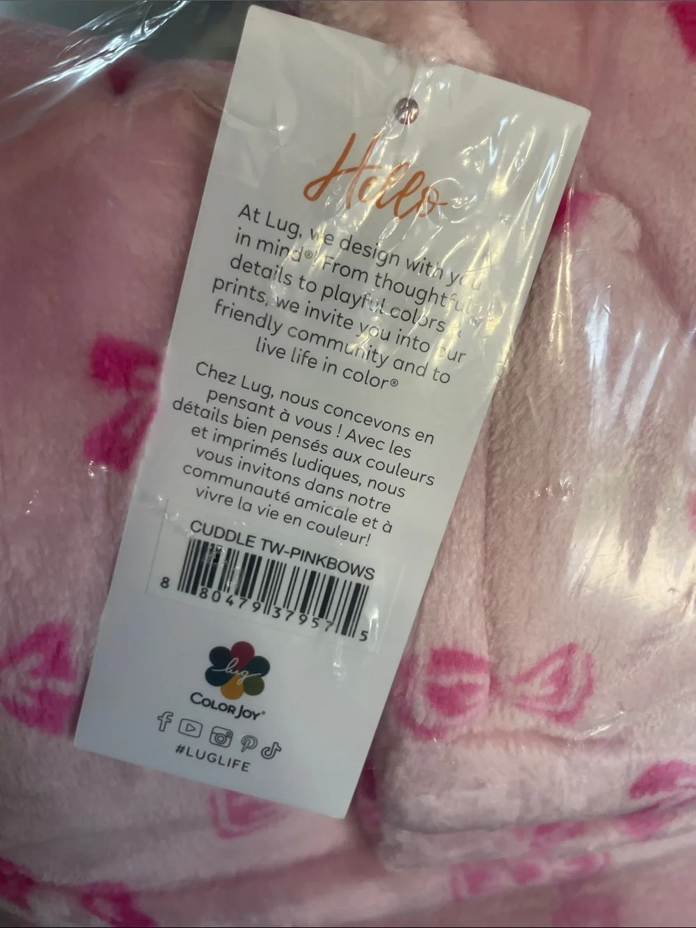 Lug Cuddle Throw Blanket - pink bows